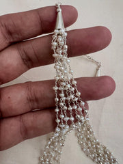 Multi layer pearls bunch chain-Silver Neckpiece-CI-House of Taamara