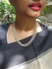 Multi layer pearls bunch chain-Silver Neckpiece-CI-House of Taamara