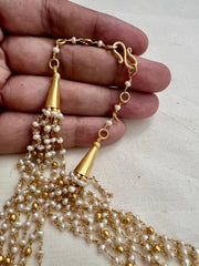 Multilayer Gold polish pearls and beads chain-Silver Neckpiece-CI-House of Taamara