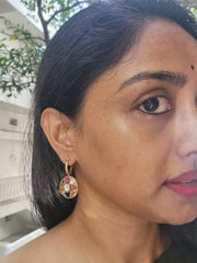 Navaratan & ruby kundan reversible earrings-Earrings-PL-House of Taamara