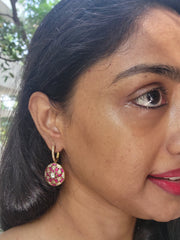 Navaratan & ruby kundan reversible earrings-Earrings-PL-House of Taamara