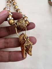 Old antique tali style pendant with pearls and gold beads chain-Silver Neckpiece-CI-House of Taamara