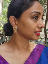 Opal with antique flower with pearls bunch-Earrings-PL-House of Taamara