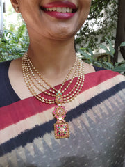 Pearl chain with antique style pendant-Silver Neckpiece-PL-House of Taamara