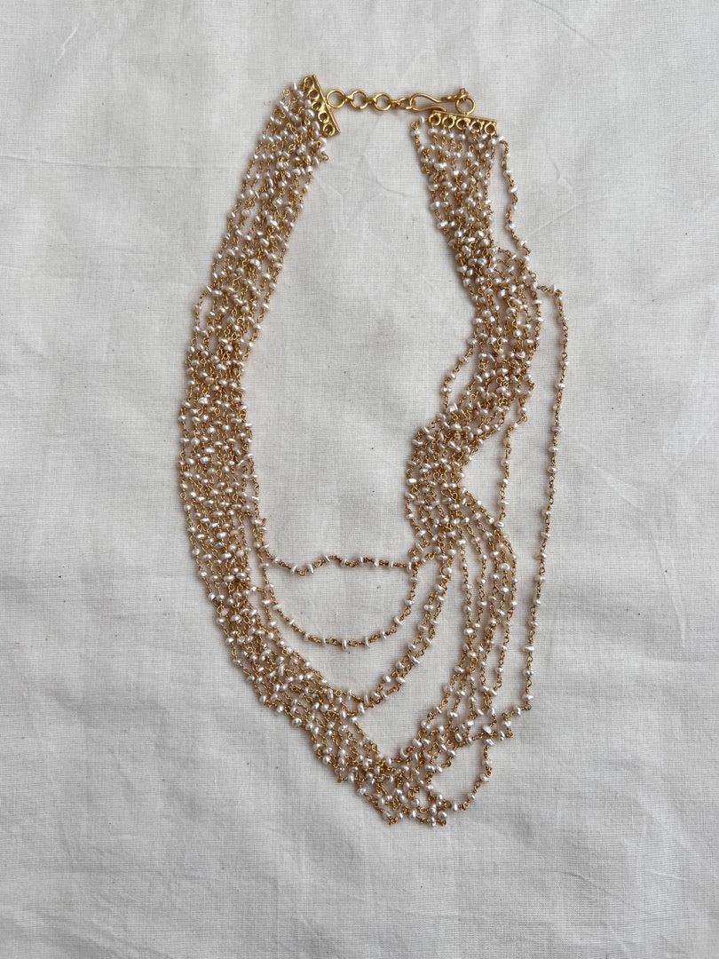 Pearls bunch chain 10 lines-Silver Neckpiece-CI-House of Taamara