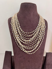 Pearls bunch chain 15 lines layered-Silver Neckpiece-CI-House of Taamara