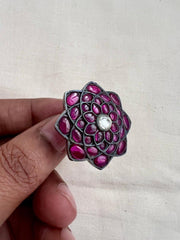 Pink kemp flower adjustable ring-Finger Ring-CI-House of Taamara