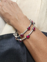 Pink kemp stone bangles, PAIR-Silver Bracelet-CI-House of Taamara