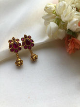 Red spinel stone earrings-Earrings-PL-House of Taamara