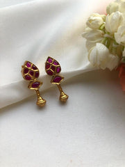 Red stone earrings-Earrings-PL-House of Taamara