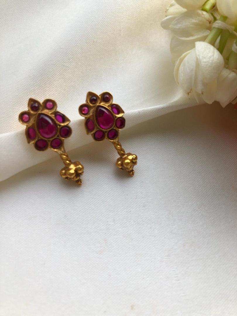 Red stone earrings-Earrings-PL-House of Taamara