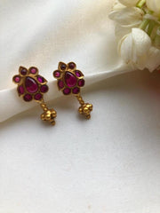 Red stone earrings-Earrings-PL-House of Taamara