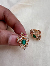 Rose gold CZ & green stone studs-Earrings-CI-House of Taamara