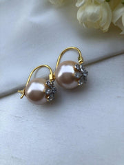Rose gold pearl earrings-Earrings-PL-House of Taamara