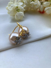 Rose gold pearl earrings-Earrings-PL-House of Taamara