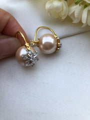 Rose gold pearl earrings-Earrings-PL-House of Taamara