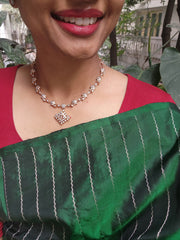 Rose gold polish zircon necklace-Silver Neckpiece-CI-House of Taamara