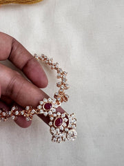 Rose gold polish zircon necklace with ruby stone-Silver Neckpiece-CI-House of Taamara