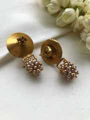 Round antique style earrings with pearls bunch-Earrings-PL-House of Taamara