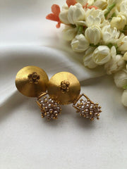 Round antique style earrings with pearls bunch-Earrings-PL-House of Taamara