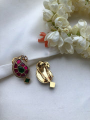 Ruby & green with Zircon paisley studds-Earrings-PL-House of Taamara