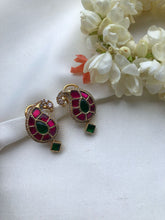 Ruby & green with Zircon paisley studds-Earrings-PL-House of Taamara