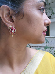 Ruby zircon paisley studds-Earrings-PL-House of Taamara