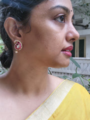 Ruby zircon paisley studds-Earrings-PL-House of Taamara