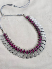 Silver kasumala with pink kemp-Silver Neckpiece-CI-House of Taamara