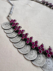 Silver kasumala with pink kemp-Silver Neckpiece-CI-House of Taamara