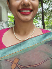 Single Line Akoya Pearls-Silver Neckpiece-House of Taamara-House of Taamara