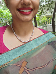 Single Line Fresh Water Pearls-Silver Neckpiece-House of Taamara-House of Taamara