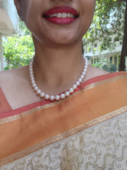Single Line Fresh Water Pearls-Silver Neckpiece-House of Taamara-House of Taamara