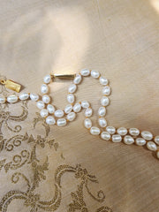 Single Line Fresh Water Pearls-Silver Neckpiece-House of Taamara-House of Taamara
