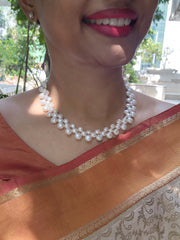 Single Line Fresh Water Pearls-Silver Neckpiece-House of Taamara-House of Taamara