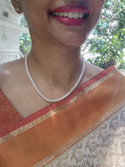 Single Line Fresh Water Pearls-Silver Neckpiece-House of Taamara-House of Taamara