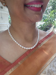 Single Line Fresh Water Pearls-Silver Neckpiece-House of Taamara-House of Taamara