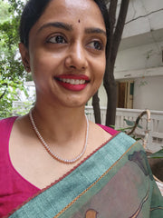 Single Line Fresh Water Pearls-Silver Neckpiece-House of Taamara-House of Taamara