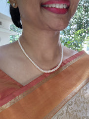 Single Line Fresh Water Pearls-Silver Neckpiece-House of Taamara-House of Taamara