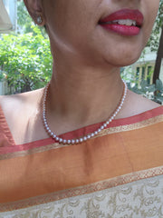 Single Line Fresh Water Pearls-Silver Neckpiece-House of Taamara-House of Taamara