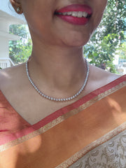 Single Line Fresh Water Pearls-Silver Neckpiece-House of Taamara-House of Taamara