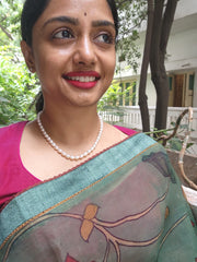 Single Line Fresh Water Pearls-Silver Neckpiece-House of Taamara-House of Taamara