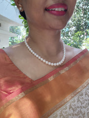 Single Line Fresh Water Pearls-Silver Neckpiece-House of Taamara-House of Taamara