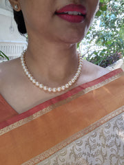 Single Line Fresh Water Pearls-Silver Neckpiece-House of Taamara-House of Taamara