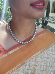Single Line Fresh Water Pearls-Silver Neckpiece-House of Taamara-House of Taamara