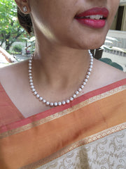Single Line Fresh Water Pearls-Silver Neckpiece-House of Taamara-House of Taamara
