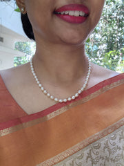 Single Line Fresh Water Pearls-Silver Neckpiece-House of Taamara-House of Taamara