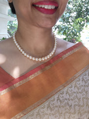 Single Line Fresh Water Pearls-Silver Neckpiece-House of Taamara-House of Taamara
