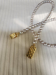 Single Line Fresh Water Pearls-Silver Neckpiece-House of Taamara-House of Taamara