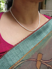 Single Line Fresh Water Pearls-Silver Neckpiece-House of Taamara-House of Taamara